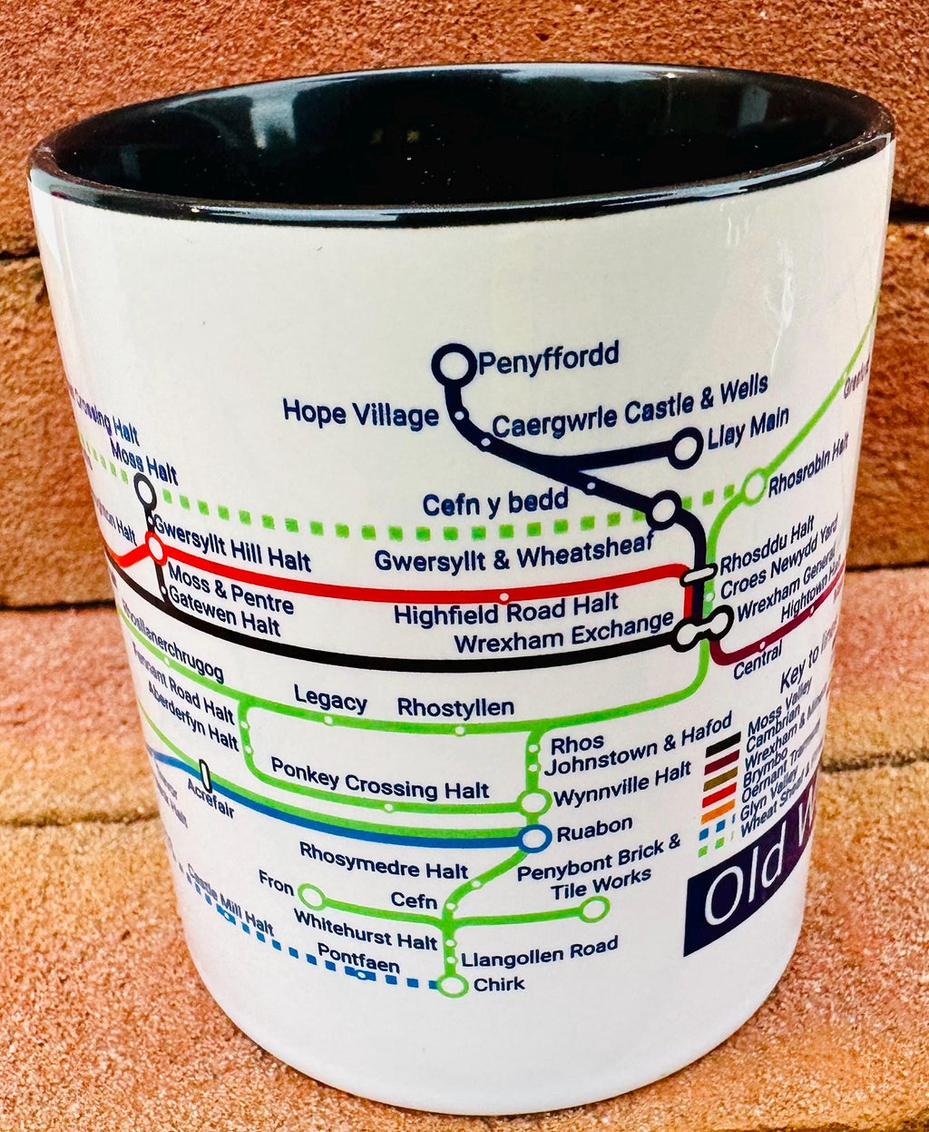 Old Wrexham Railways Metro Map Mug: Welsh Train and Railway Enthusiast Gift