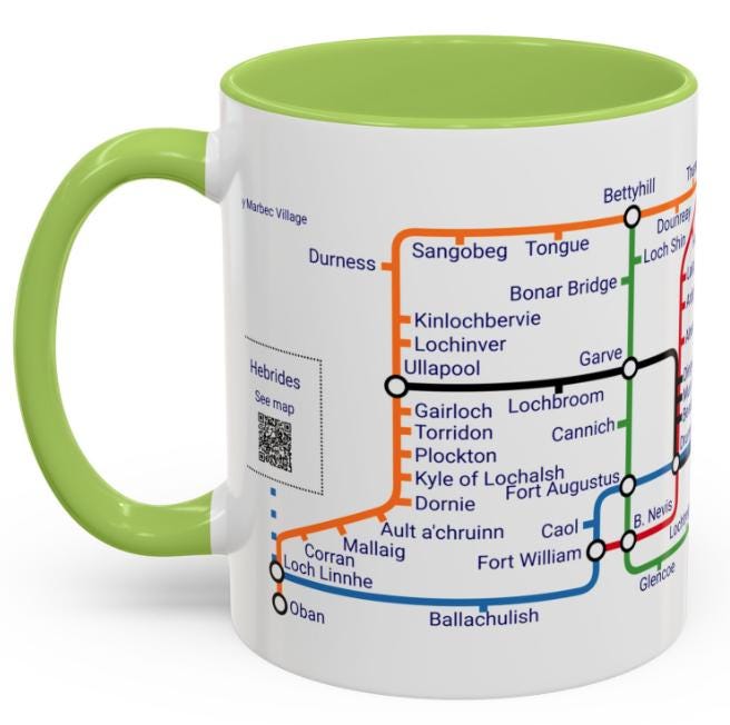 Scottish Highlands Metro Map Mug - Unique Scotland Gift