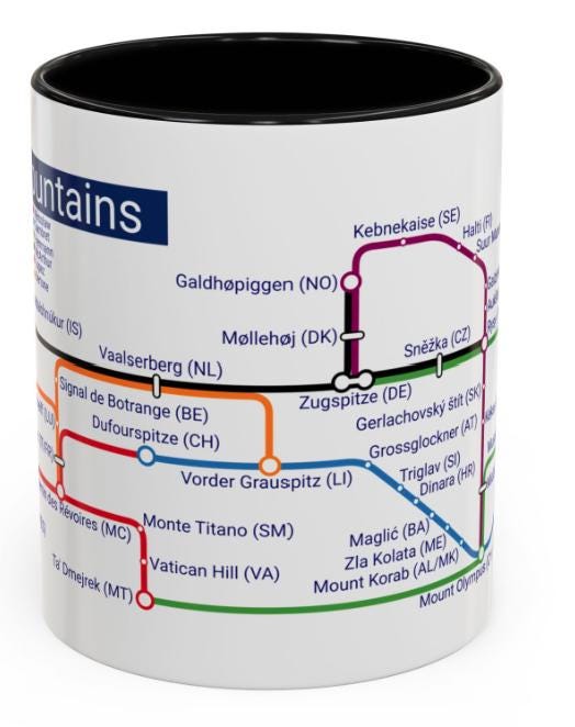 European Mountains Metro Mug: Ceramic Coffee & Tea Cup