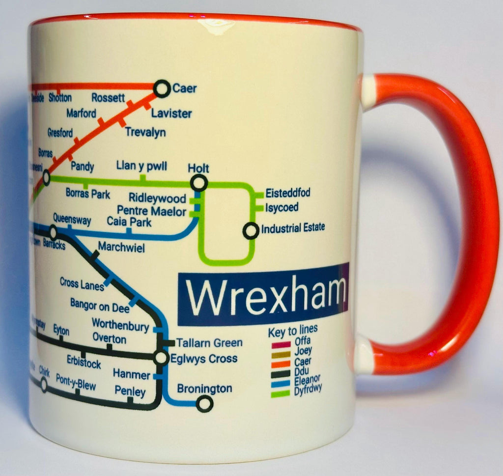 Wrexham Wales Metro Mug: Colorful Transport Map, Local Gift