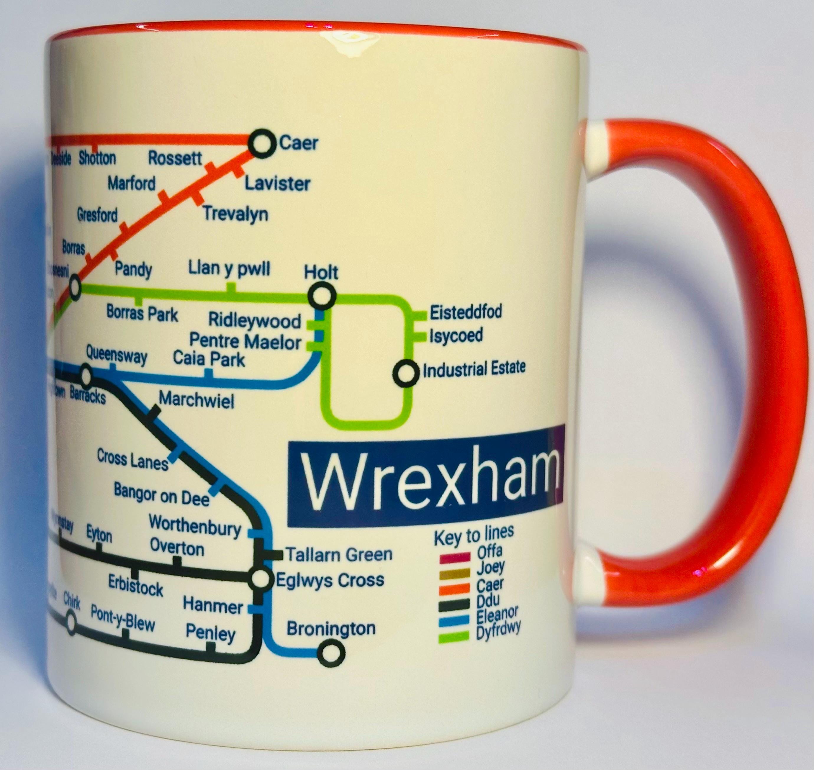 Wrexham Wales Metro Mug: Colorful Transport Map, Local Gift