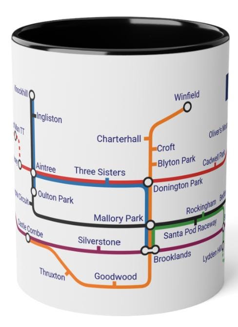 UK Motor Racing Circuits Mug: Motorsport Fan Gift