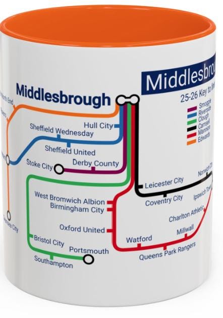 Middlesbrough Football Mug: 2025/26 Season Fixtures, Unique Fan Gift