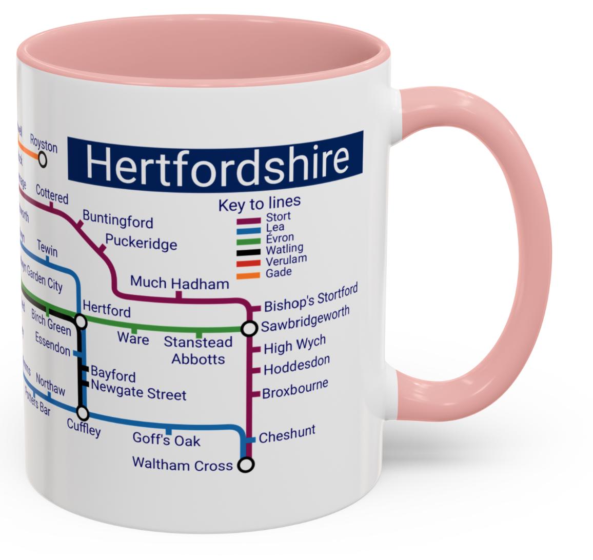 Hertfordshire Metro Map Mug: Unique Ceramic Coffee Mug
