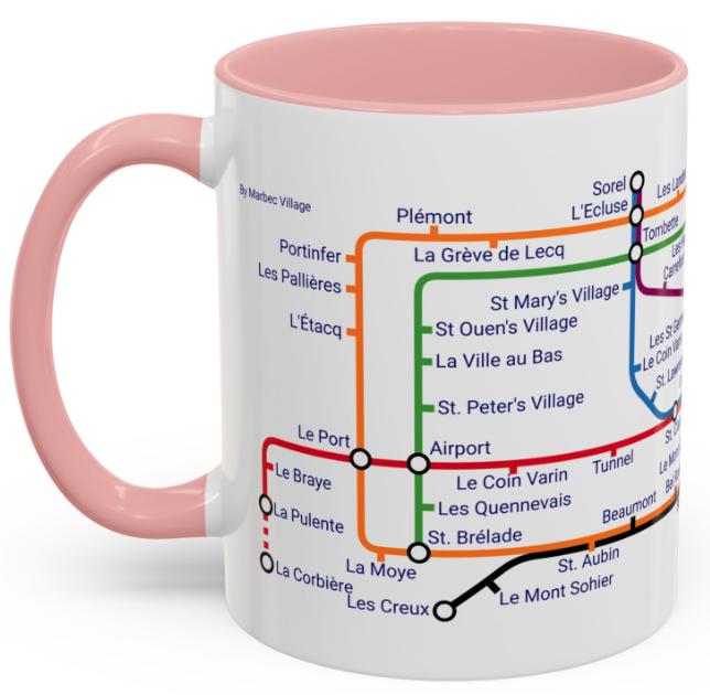 Jersey Metro Map Mug: Island Landmarks, Colorful Design