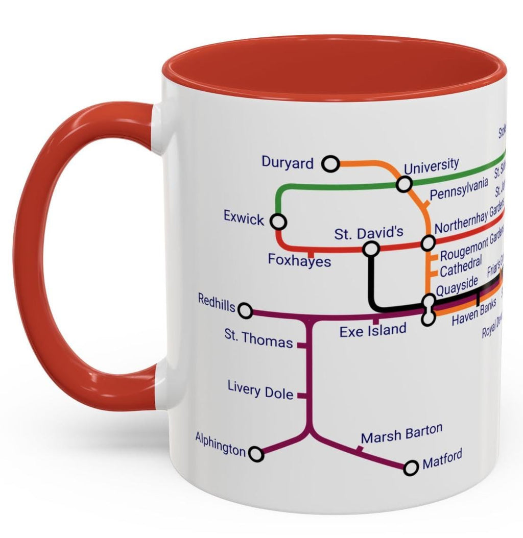 Exeter Metro Map Mug: St David's, Cathedral, Quayside