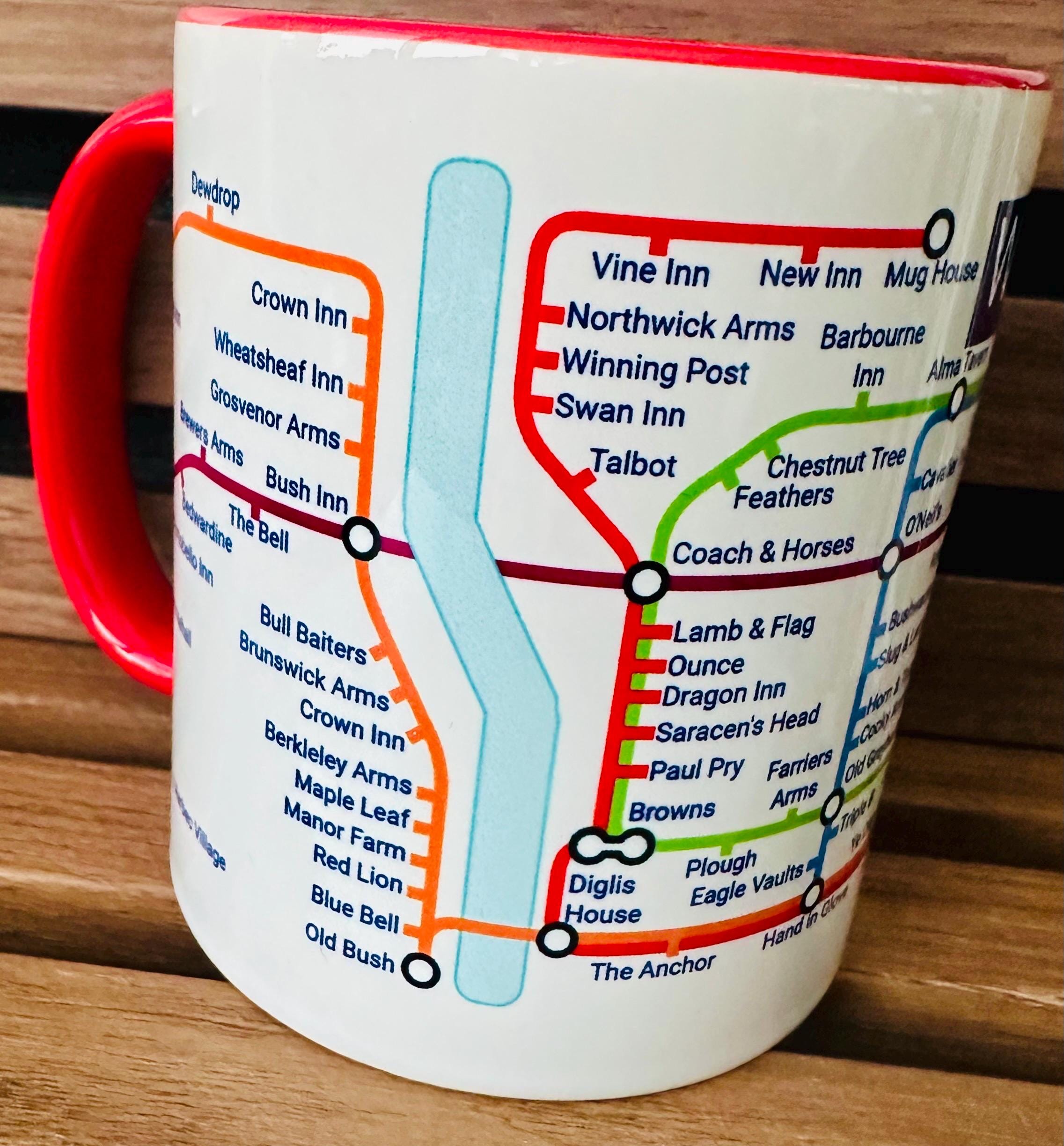 Worcester Pubs Metro Mug: Quirky Ceramic Coffee Mug, 11oz