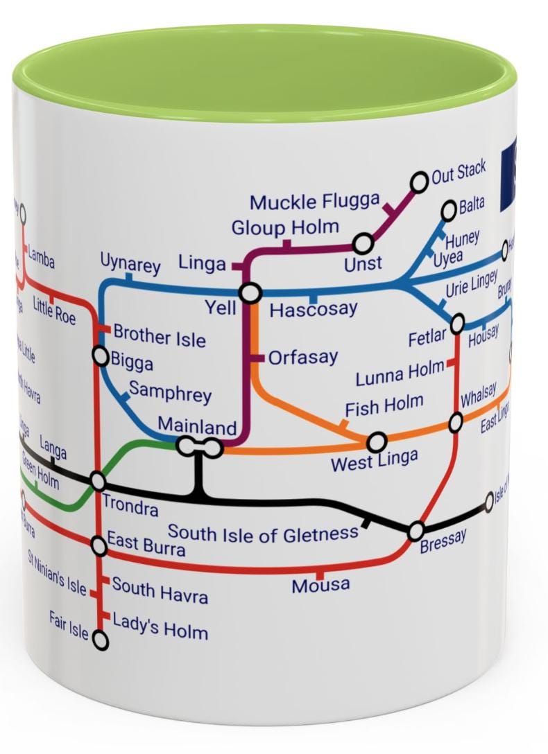 Shetland Islands Metro Mug: Scottish Fair Isle Design