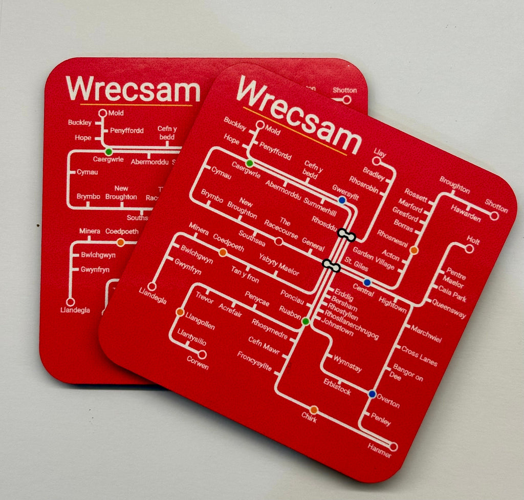 Wrexham Metro Map Coasters: North East Wales Transport - Pair