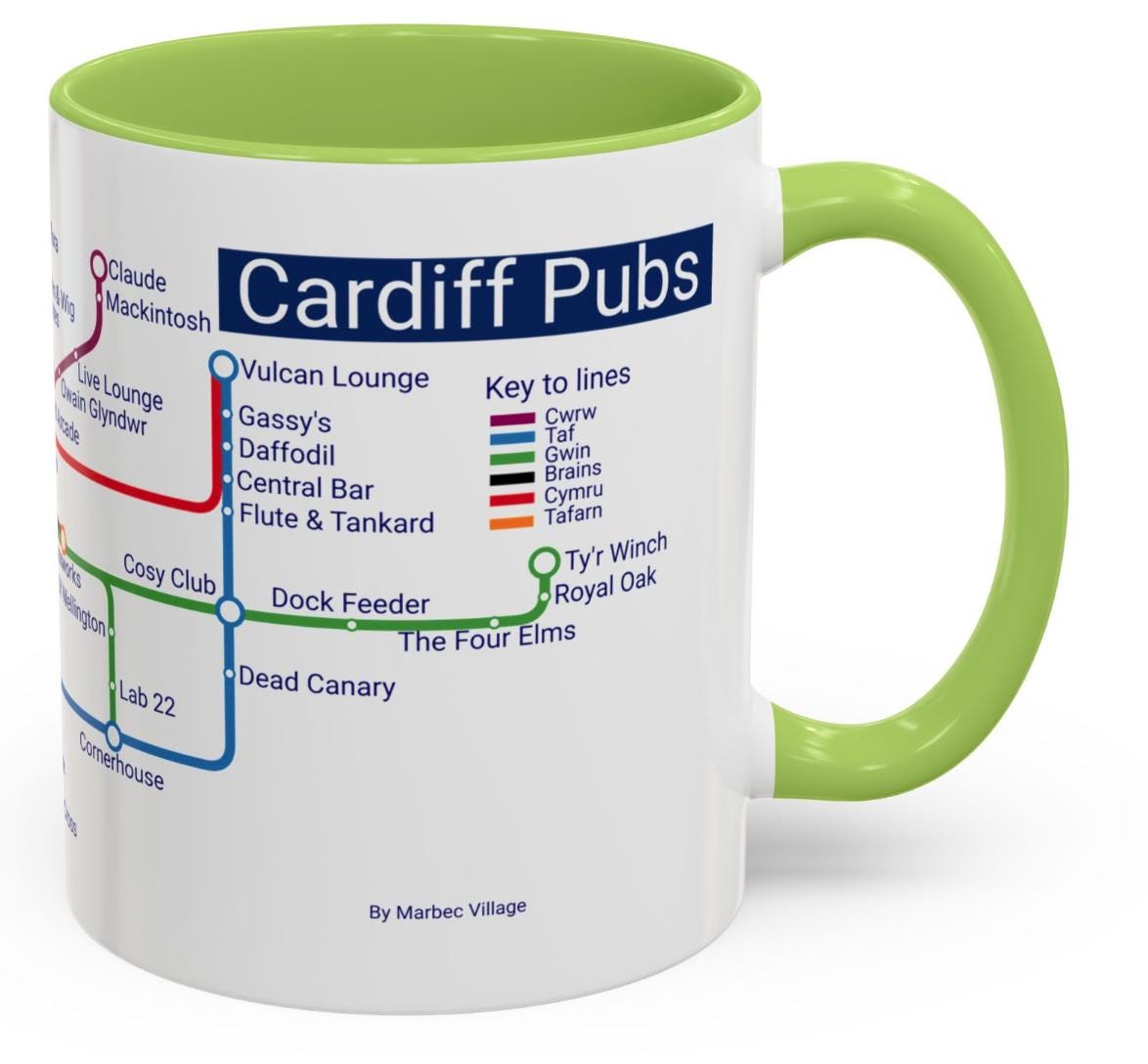 Cardiff Pubs Metro Mug: Ceramic Coffee Mug Souvenir