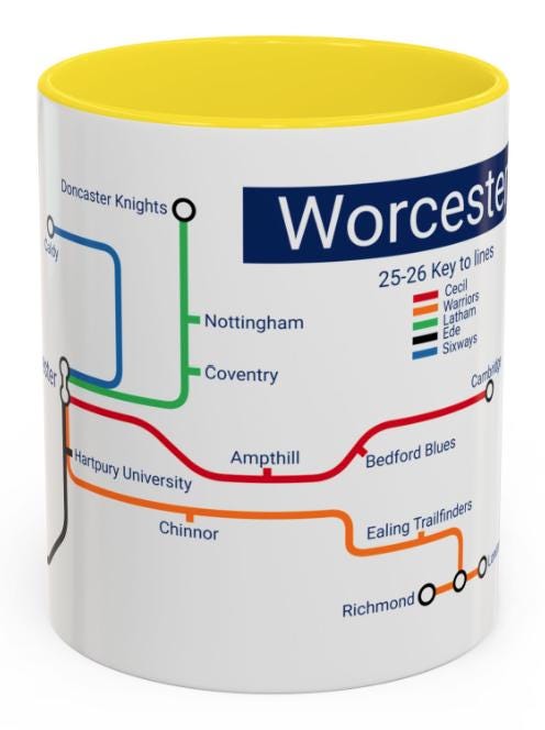 Worcester Rugby Mug: 2025/26 Season Fixtures, Rugby Fan Gift - Back in the City!