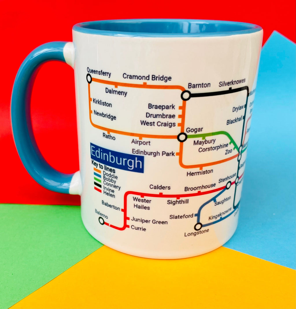 Edinburgh Metro Mug - featuring a journey through the capital city of Scotland.