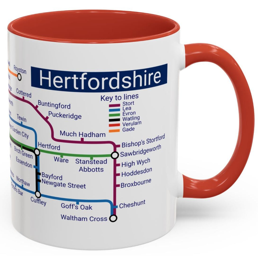 Hertfordshire Metro Map Mug: Unique Ceramic Coffee Mug