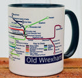 Old Wrexham Railways Metro Map Mug: Welsh Train and Railway Enthusiast Gift