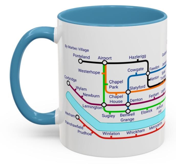 Newcastle Metro Map Mug: Geordie Gift, St. James' Park