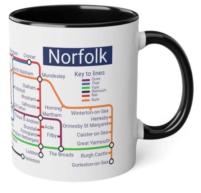 Norfolk metro mug,Norfolk Gifts, Norfolk Gifts,Norfolk Souvenir, Norfolk mug, Norwich ,Great Yarmouth,Norfolk Broads,Norwich City,Hunstanton
