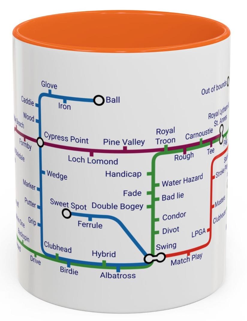 Golf Metro Mug: Unique Ceramic Golfer Gift