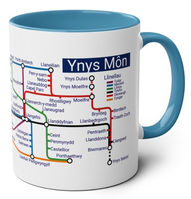 Ynys Mon Anglesey Metro Mug Map, Coastal North Wales