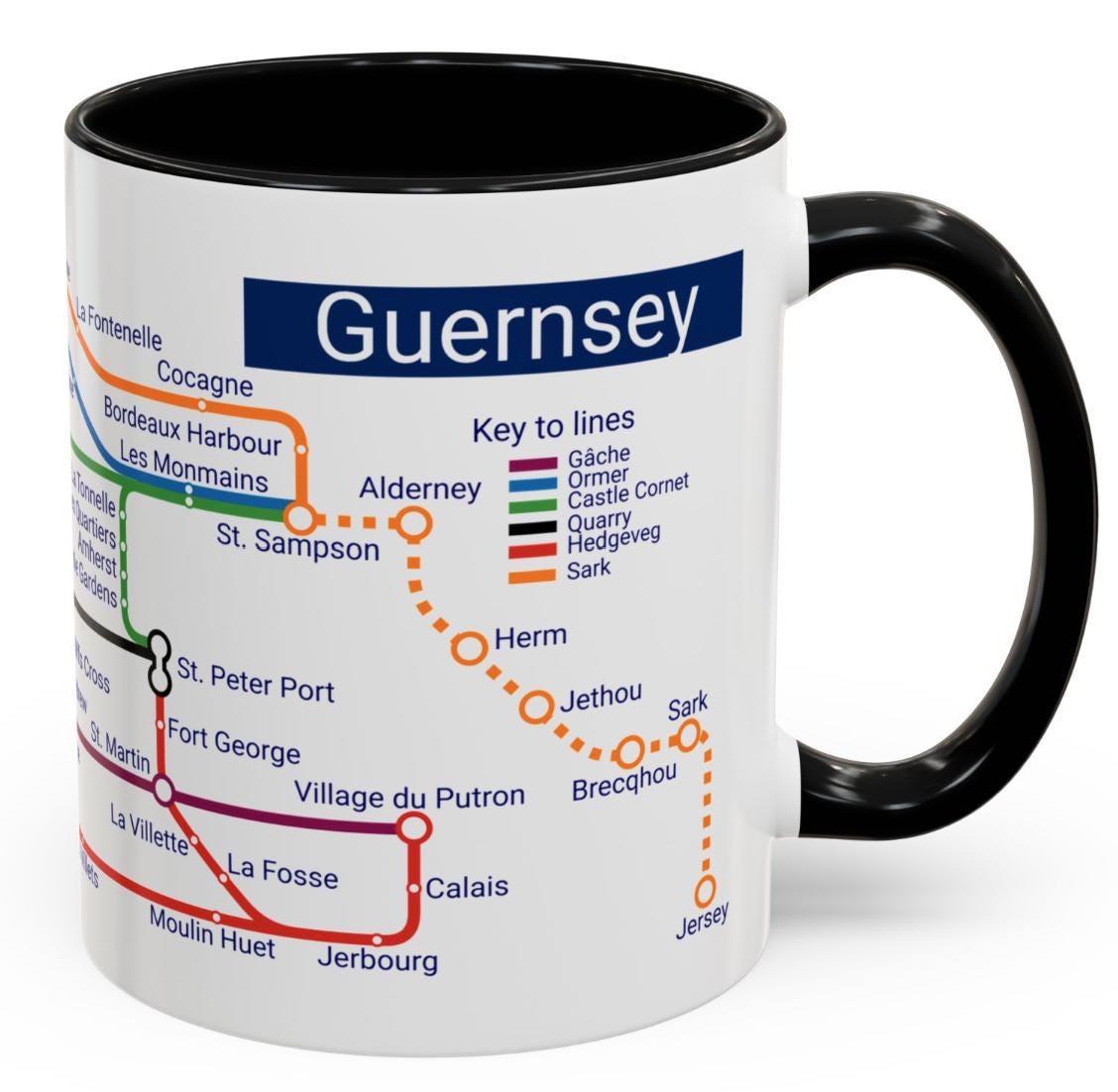 Guernsey Metro Map Mug: Channel Islands Souvenir