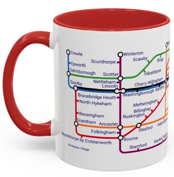 Lincolnshire Metro Mug - from Grantham to Grimsby via Sleaford, Boston, Skegness, and Cleethorpes
