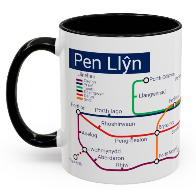 Pen Llŷn Metro Map Mug: Unique Local Gift