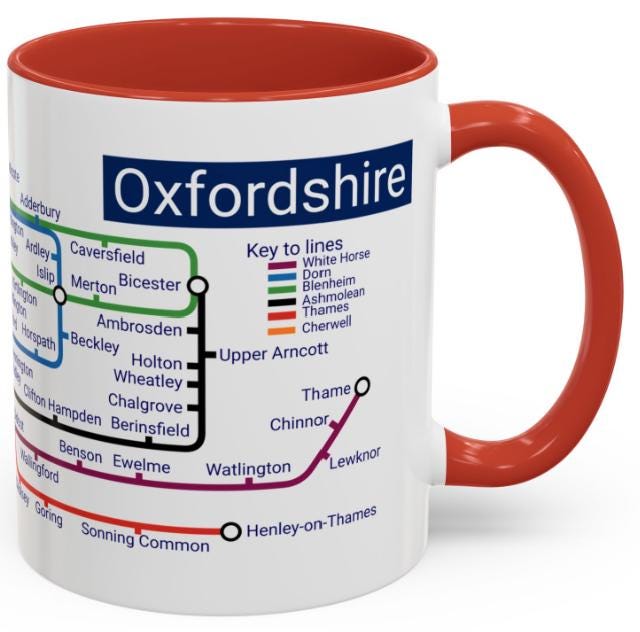 Oxfordshire Metro Map Mug: Oxford, Banbury, Bicester
