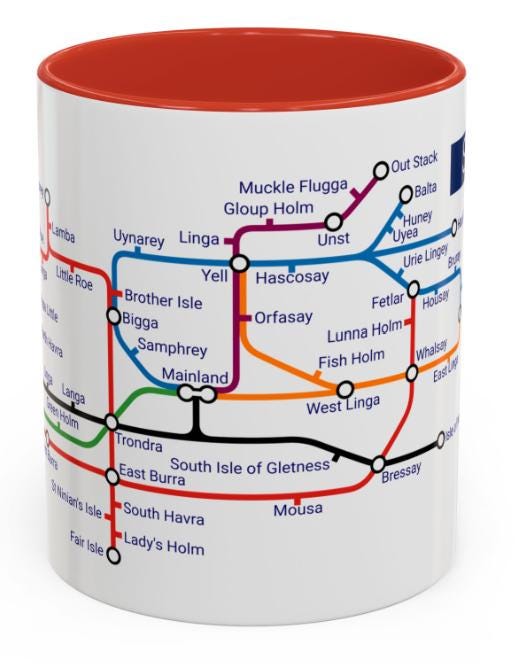 Shetland Islands Metro Mug: Scottish Fair Isle Design