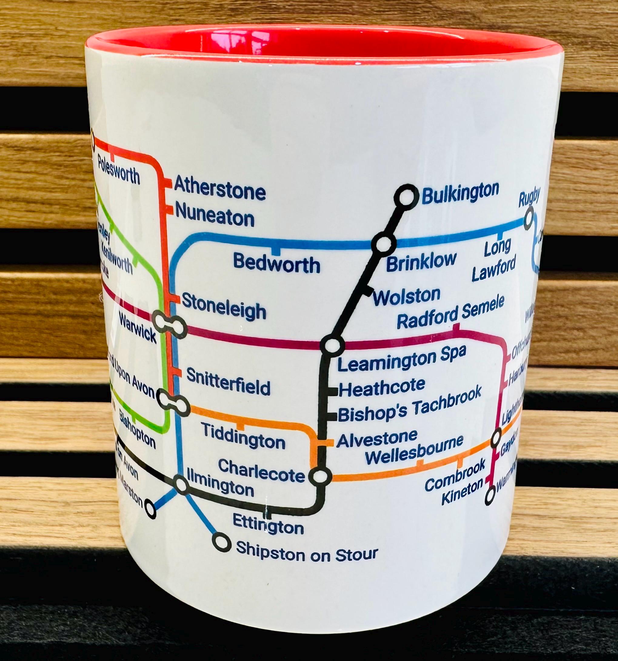 Warwickshire Metro Map Mug: Warwick, Stratford upon Avon