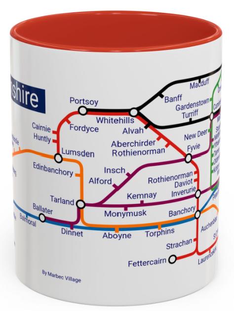 Aberdeenshire Metro Map Mug: Scotland Travel Gift