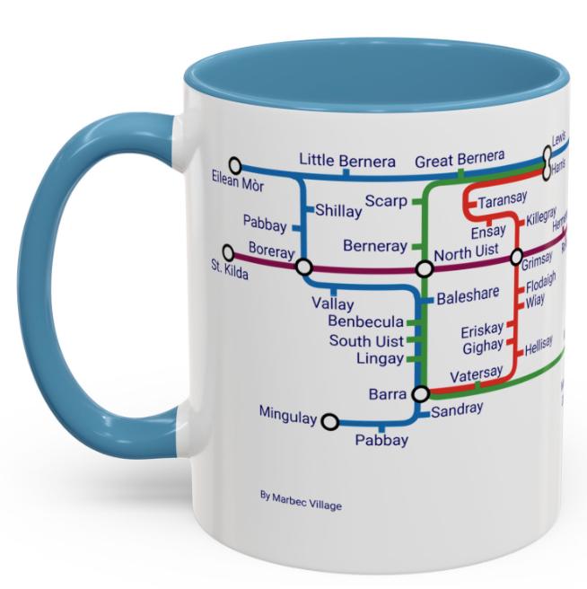 Hebrides Metro Map Mug: Scottish Island Lover Gift