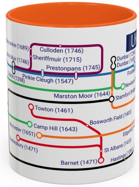 UK Battles Map Mug: British History Coffee Cup For History Buffs