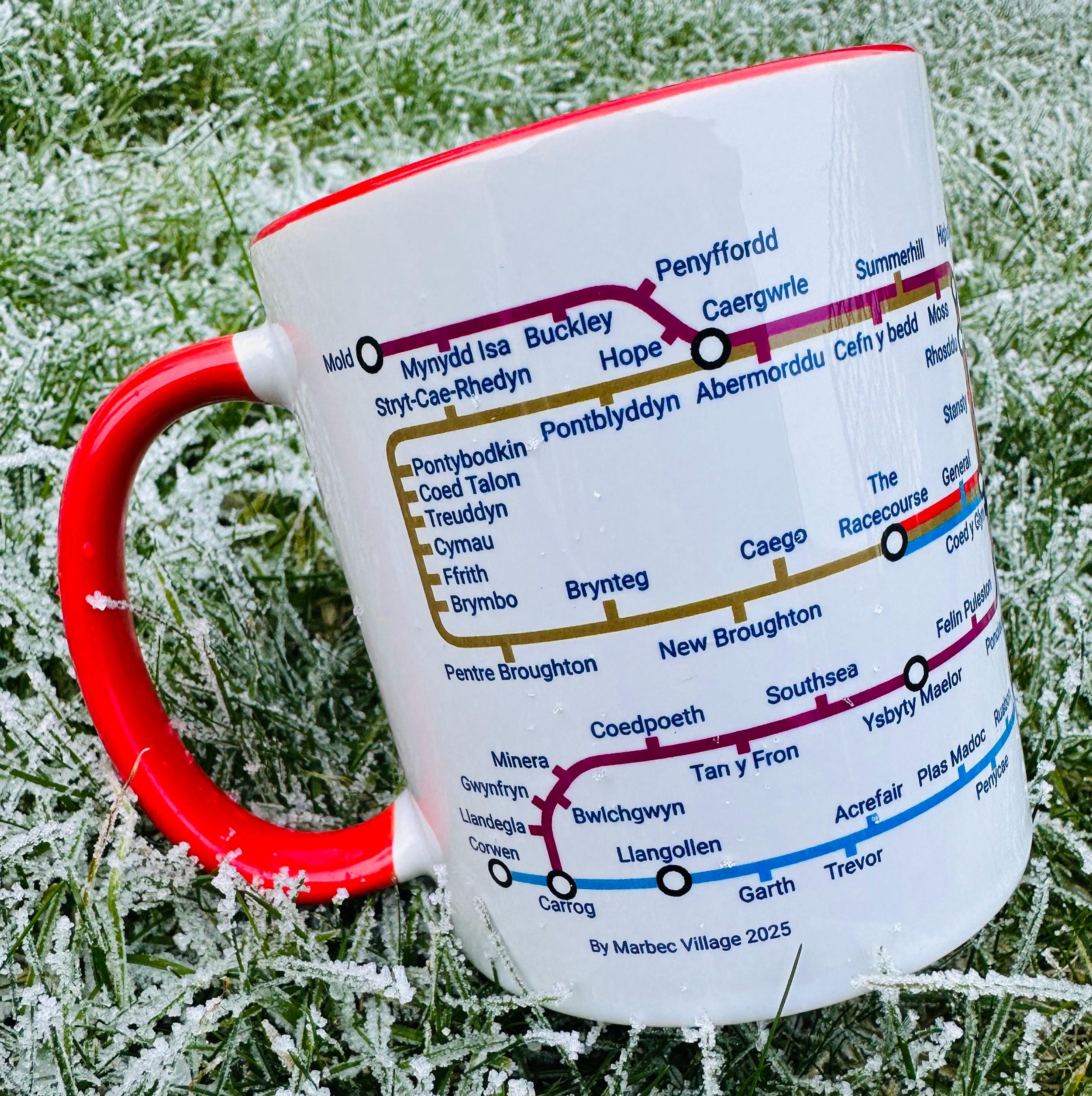 Wrexham Wales Metro Mug: Colorful Transport Map, Local Gift