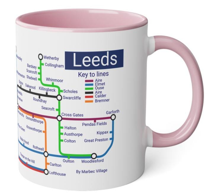 Leeds Metro Map Mug: City Journey Ceramic Mug (11oz)