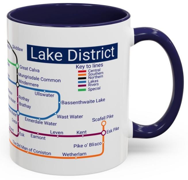 Lake District Metro Mug: Hiking Gift for Walkers & Outdoor Lovers