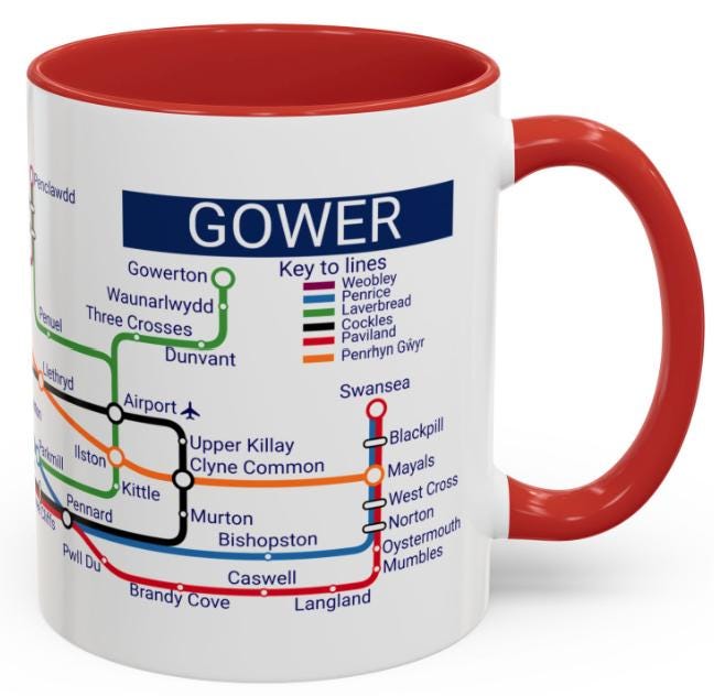 Gower Peninsula Mug: Swansea, Rhossili, and Three Cliffs Bay