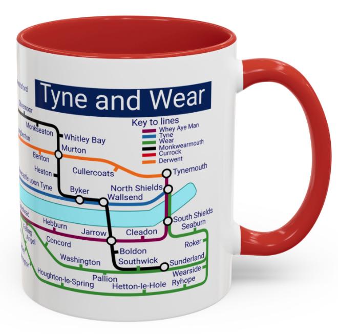 Tyne and Wear Metro Mug: Newcastle Sunderland Design