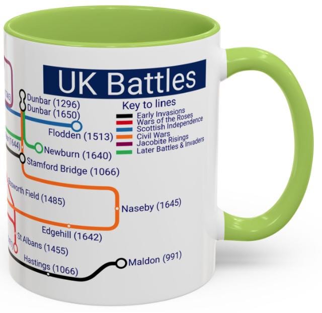 UK Battles Map Mug: British History Coffee Cup For History Buffs