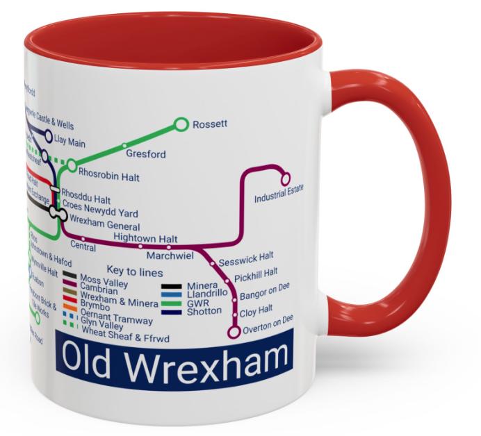 Old Wrexham Railways Metro Map Mug: Welsh Train and Railway Enthusiast Gift