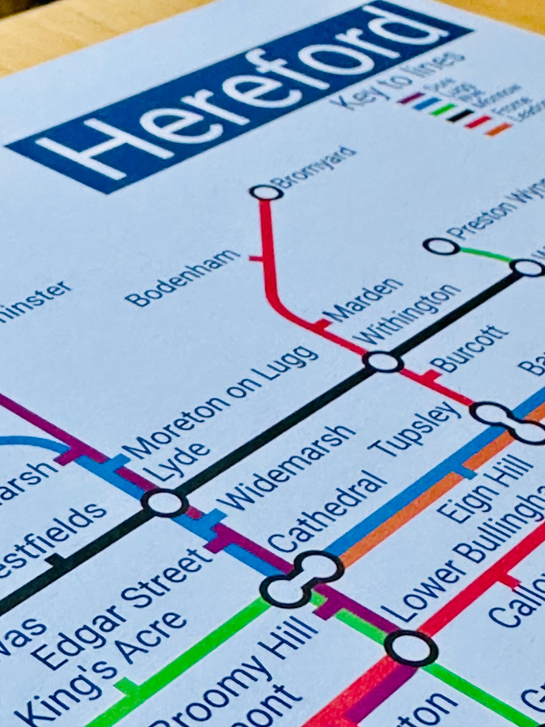 Herefordshire Metro Poster - A4 Print,  350gsm