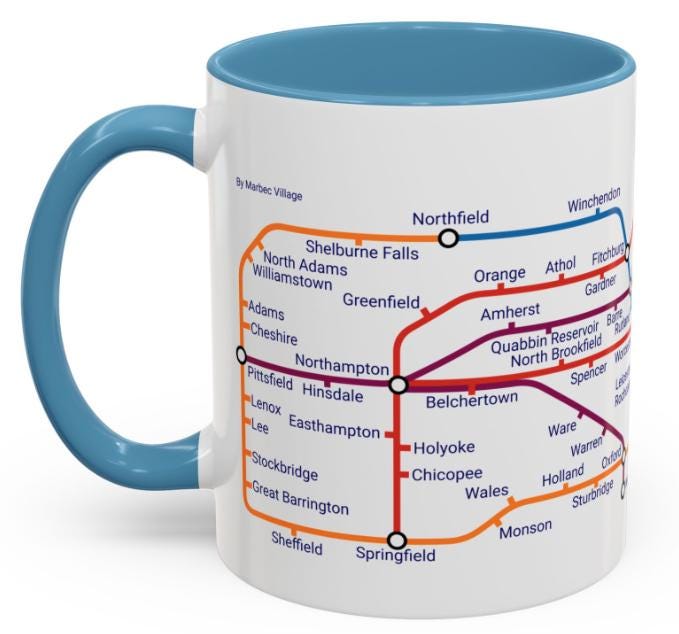 Massachusetts Metro Map Mug: Boston, Cape Cod, & More
