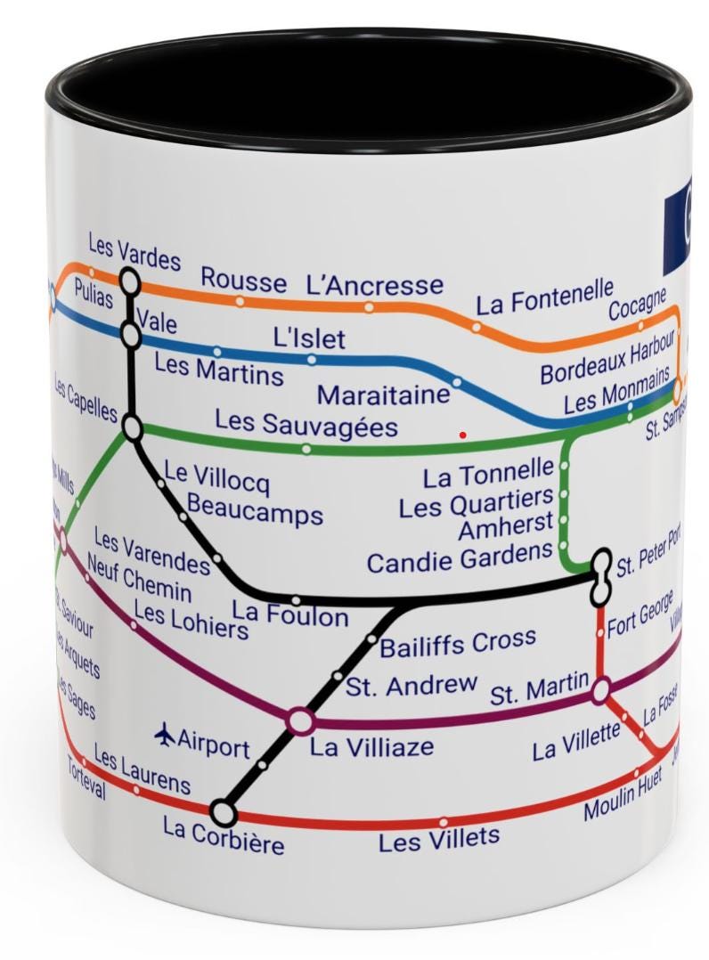 Guernsey Metro Map Mug: Channel Islands Souvenir