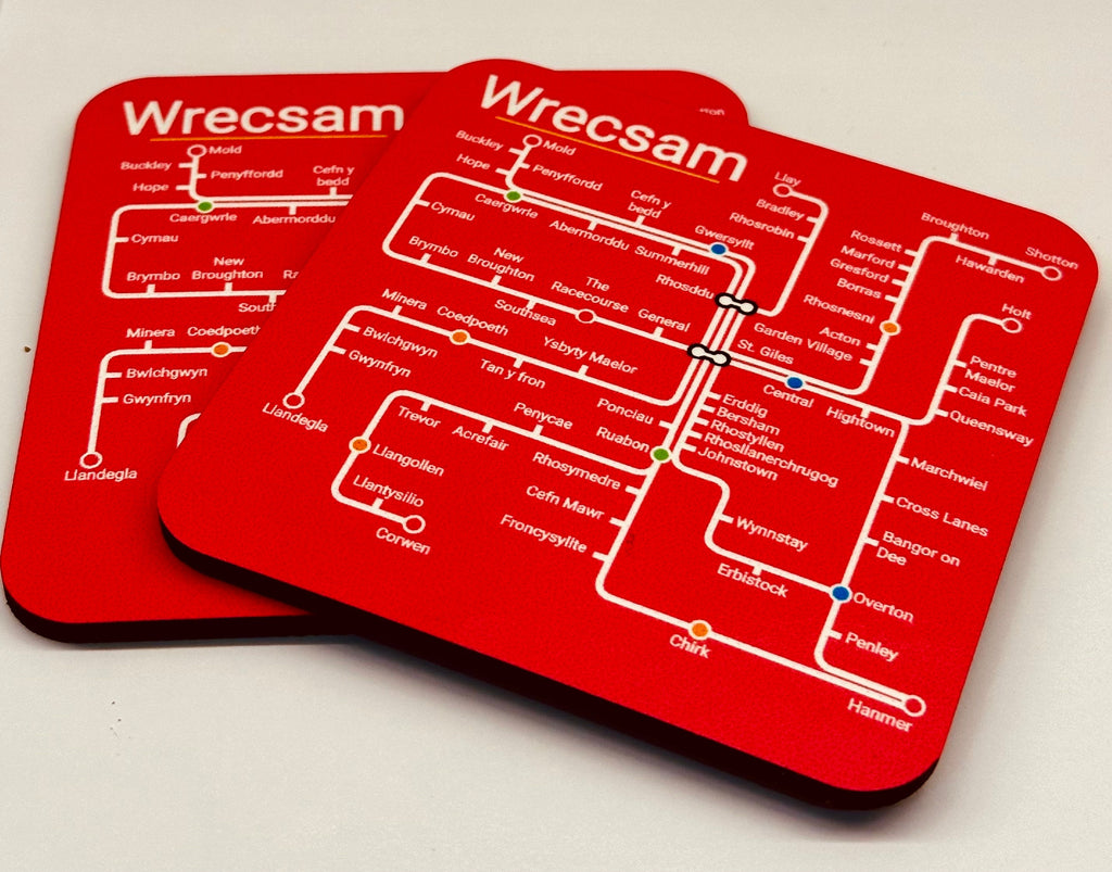 Wrexham Metro Map Coasters: North East Wales Transport - Pair