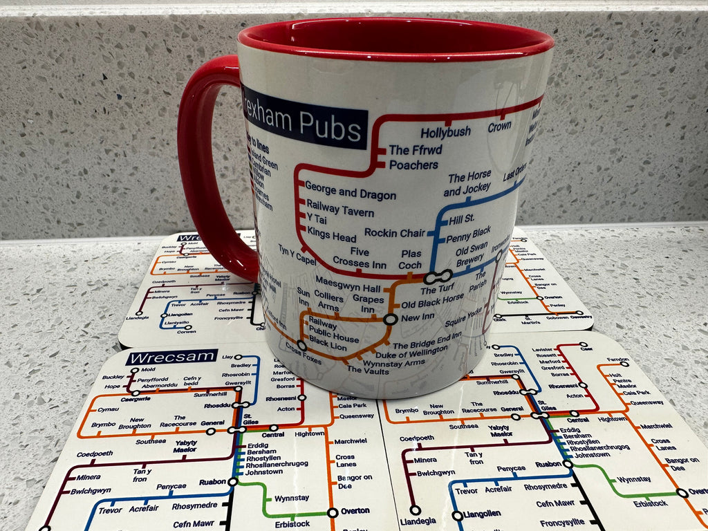 Wrexham Metro Map Coasters: North East Wales Transport - Pair