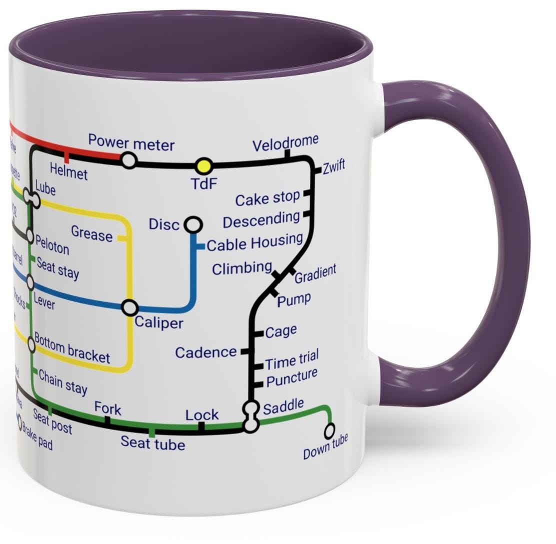 Cycling Metro Map Mug: Unique Cyclist Gift