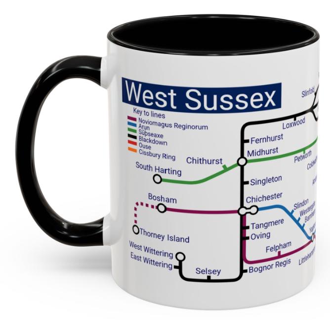 West Sussex Metro Mug: Ceramic Coffee Cup - UK Souvenir Gift