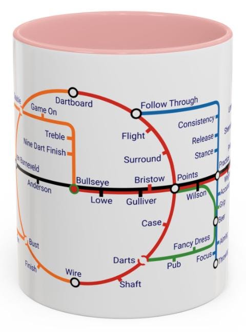 Darts Metro Mug - Hit the Bullseye with Every Sip