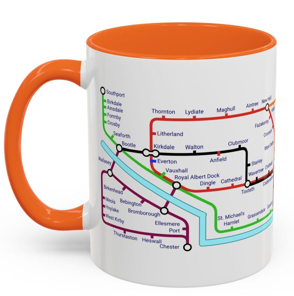 Merseyside Metro Mug - featuring a journey through the well known towns and villages of the area.