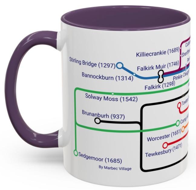 UK Battles Map Mug: British History Coffee Cup For History Buffs