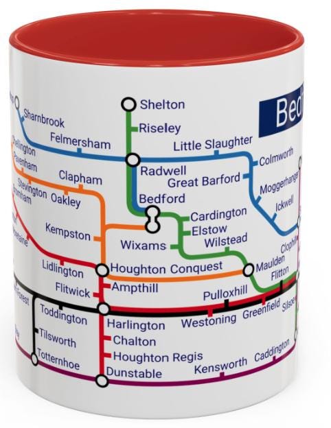 Bedfordshire Metro Mug: Stylish Ceramic Coffee Cup, Bedfordshire Gift