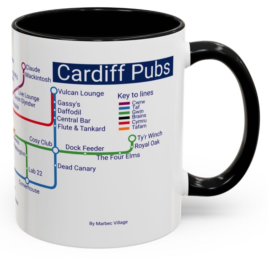 Cardiff Pubs Metro Mug: Ceramic Coffee Mug Souvenir